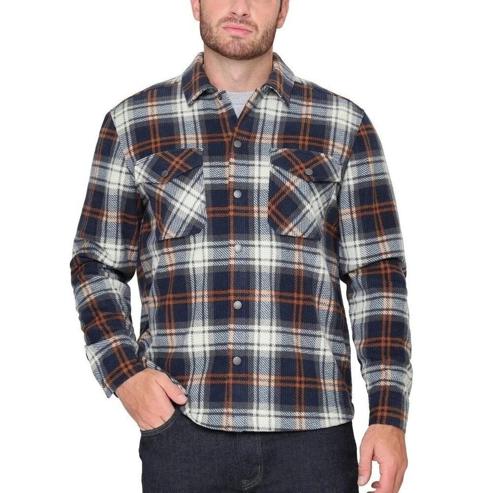 BC Clothing Co. Men's XL Blue Heritage Plaid Button-Up Shirt Jacket M0564